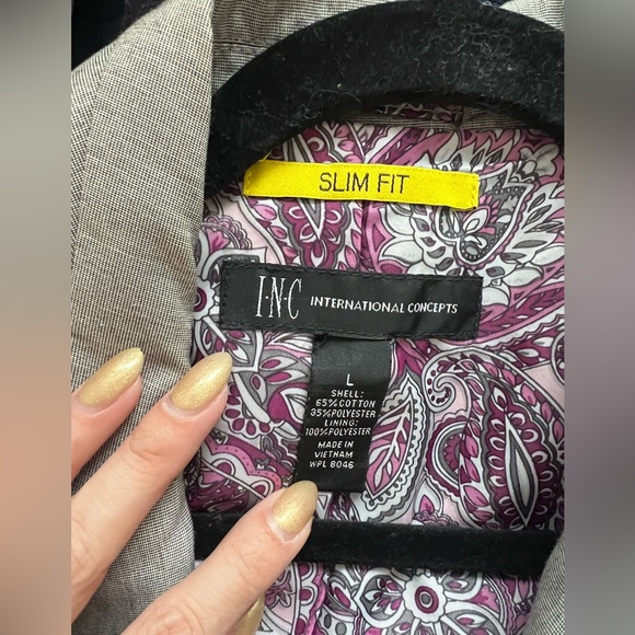 INC Slim Fit Suit Jacket Men’s Size L Grey - Picture 9 of 9